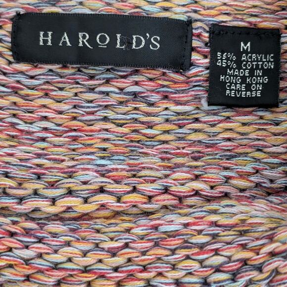 Harold's Colorful Knit Mock Neck Sweater Autumn Fall Colorful Indie Size Medium - Picture 6 of 6